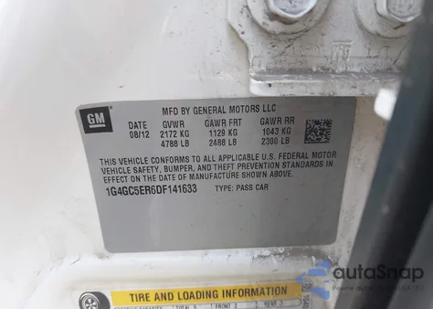 2013 Buick Lacrosse Leather Group из США, поврежденный, VIN 1G4GC5ER6DF141633